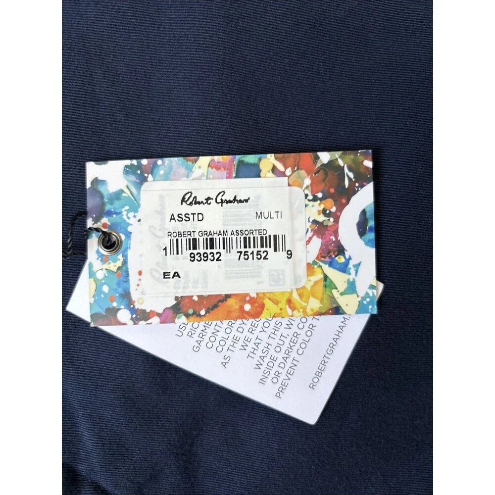 New Robert Graham Navy Chino Short Paisley Lining Assorted Men Classic Size 46